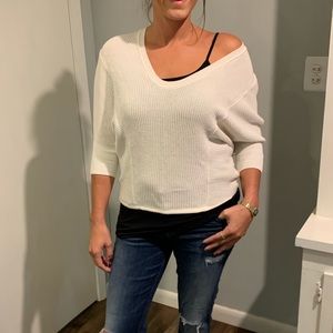 White Express V neck oversized sweater!!